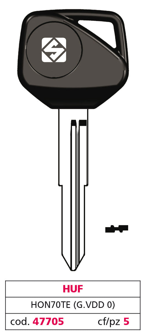 Silca Chiave Per Auto Hon70Te (G. Vdd 0) Huf 5.00 Pz