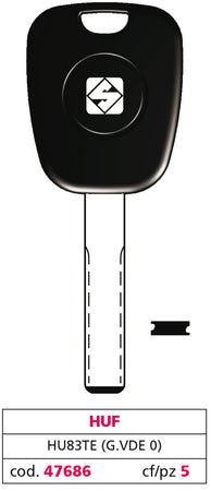 Silca Chiave Per Auto Hu83Te (G. Vde 0) Huf 5.00 Pz