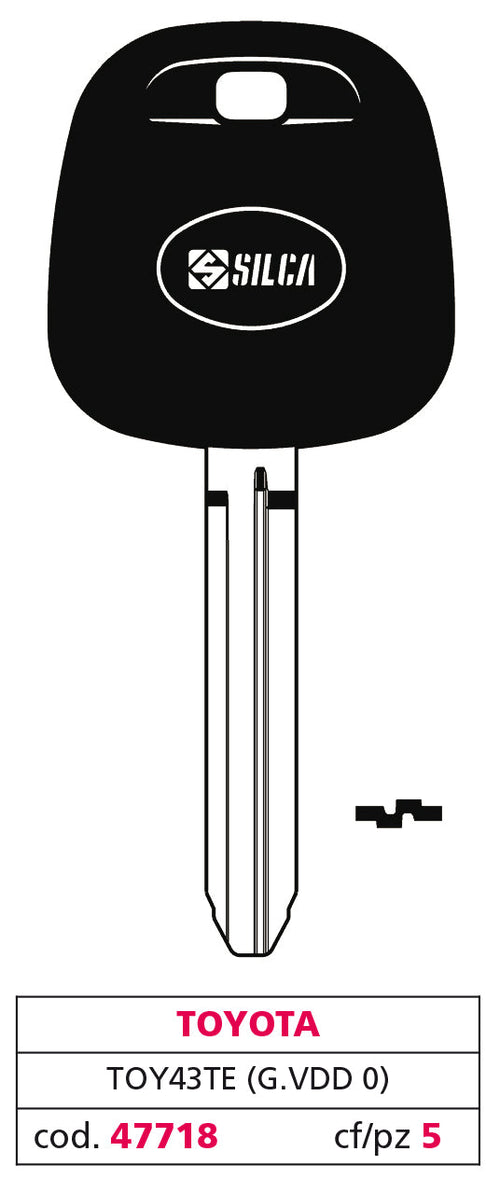 Silca Chiave Per Auto Toy43Te (G. Vdd 0) Toyota 5.00 Pz