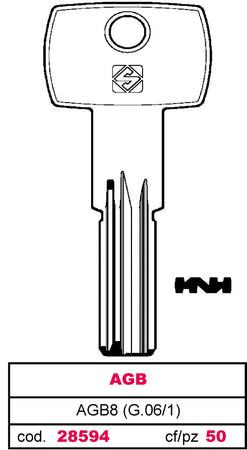 Silca Chiave Punzonata Ottone Agb8 (G.Vag 1) Agb 10.00 Pz