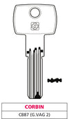 Silca Chiave Punzonata Ottone Cb87 (G. Vag 2) Corbin 5.00 Pz