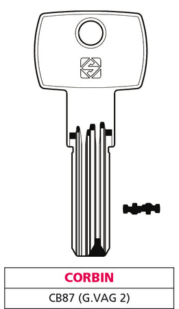 Silca Chiave Punzonata Ottone Cb87 (G. Vag 2) Corbin 5.00 Pz