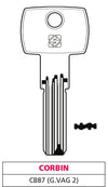 Silca Chiave Punzonata Ottone Cb87 (G. Vag 2) Corbin 5.00 Pz