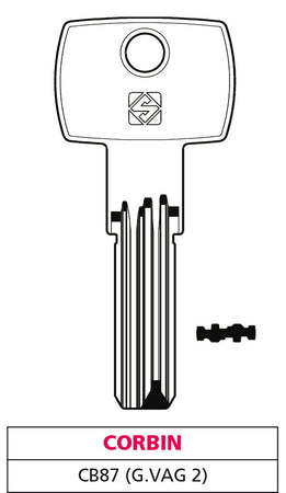 Silca Chiave Punzonata Ottone Cb87 (G. Vag 2) Corbin 5.00 Pz
