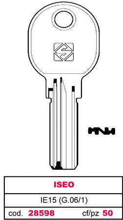 Silca Chiave Punzonata Ottone Ie15 (G.Vag 1) Iseo 10.00 Pz
