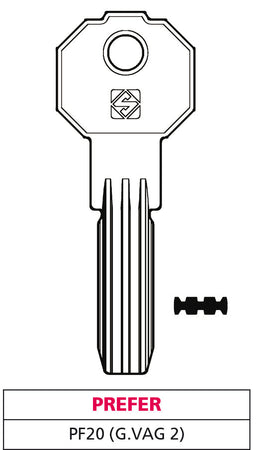 Silca Chiave Punzonata Ottone Pf20 (G. Vag 2) Prefer 5.00 Pz