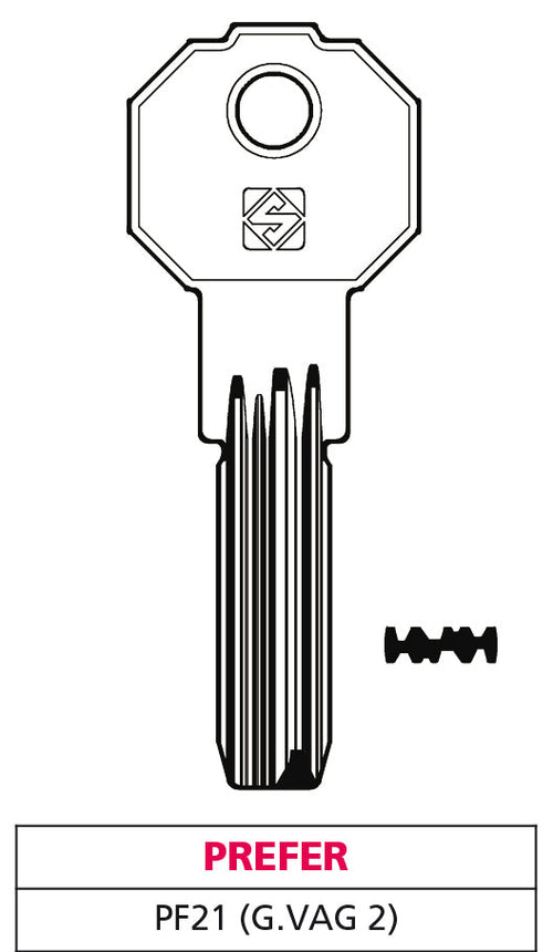 Silca Chiave Punzonata Ottone Pf21 (G. Vag 2) Prefer 5.00 Pz