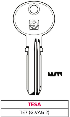 Silca Chiave Punzonata Ottone Te7 (G. Vag 2) Tesa 5.00 Pz