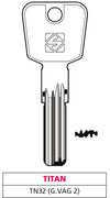 Silca Chiave Punzonata Ottone Tn32 (G. Vag 2) Titan 5.00 Pz