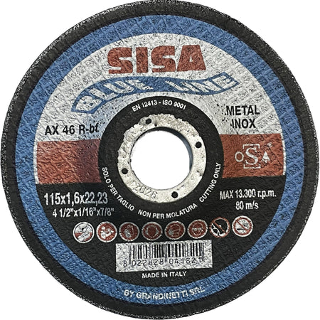 Sisa Mole Disco Abrasivo Centro Depresso Per Inox Ø Mm. 115X1,6X22 25.00 Pz