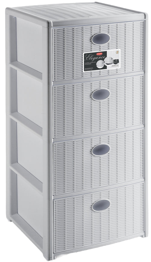 Stefanplast Cassettiera Elegance 4 Cassetti - Cm. 40X40X80 H Col. Bianco