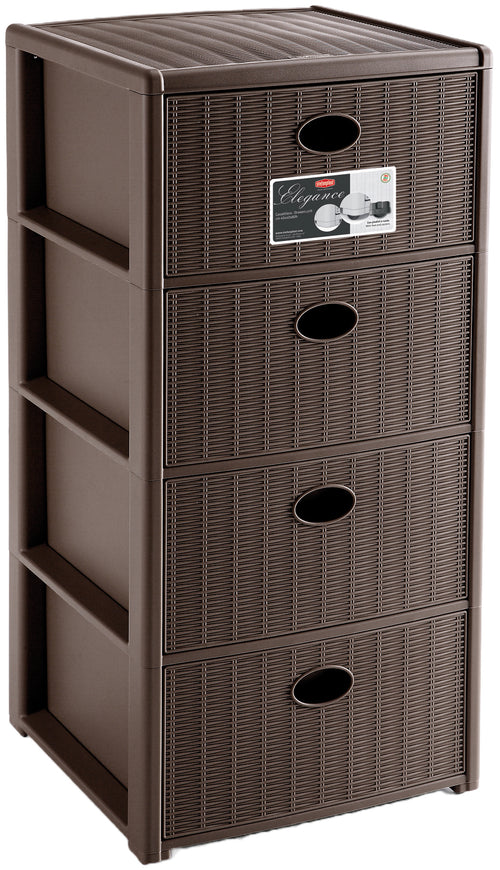 Stefanplast Cassettiera Elegance 4 Cassetti - Cm. 40X40X80 H Col. Tortora