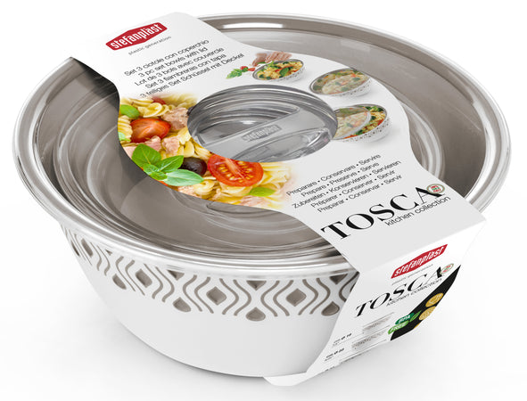 Stefanplast Ciotola Tosca Set 3 Pezzi Bianco/Tortora Chiaro