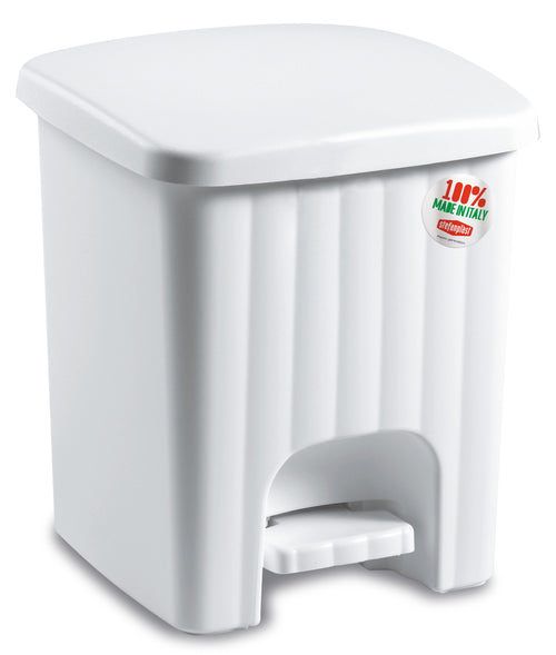 Stefanplast Pattumiera Quadra Pedalina Lt. 4,5 - Cm. 21X21X24 H Col. Bianco
