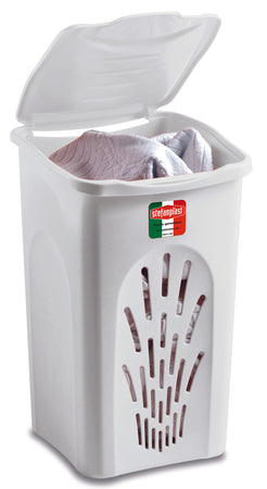 Stefanplast Portabiancheria Primavera Traforato Bianco Lt. 50 - Cm. 37X37X56 H