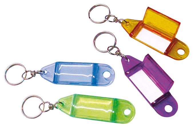 Targhetta Portachiavi Trasparente 100 Pz. Col.Assortiti