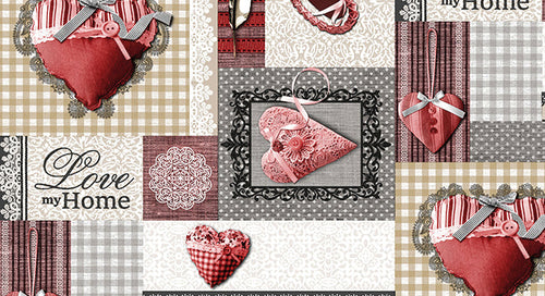 Tovagliato In Pvc Fantastik Cuori 1056-3 Rotolo Cm.140 (H) X 20 Mt (L)