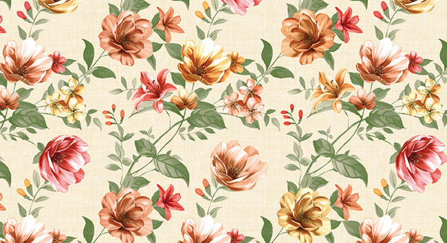 Tovagliato In Pvc Fantastik Fiori 1186-1 Rotolo Cm.140 (H) X 20 Mt (L)