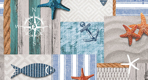 Tovagliato In Pvc Fantastik Estate Mare 8278-1 Rotolo Cm.140 (H) X 20 Mt (L)