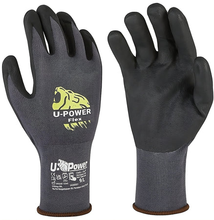 U-Power Guanti Da Lavoro Flex In Nylon/Nitrile Col. Grigio/Nero Tg. 9 12.00 Paia