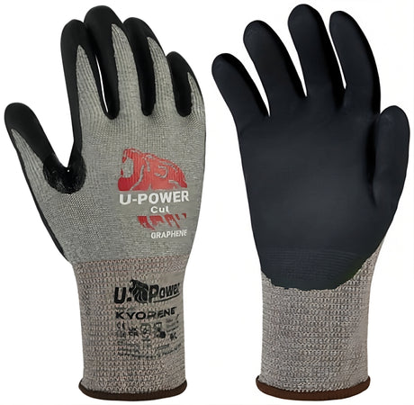 U-Power Guanti Da Lavoro Antitaglio High In Grafene/Nitrile Col. Grigio/Nero Tg. 8 12.00 Paia