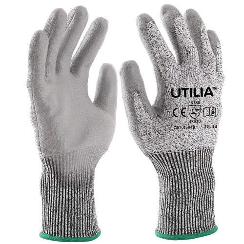 Utilia Guanti Antitaglio In Nylon/Poliuretano Col. Grigio Tg. 8 12.00 Paia