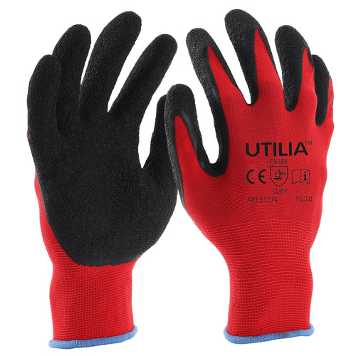 Utilia Guanti In Lattice/Nylon Col. Rosso/Nero Tg. 8 12.00 Paia