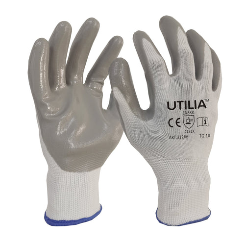 Utilia Guanti In Nitrile/Nylon Col. Grigio Tg. 7 12.00 Paia