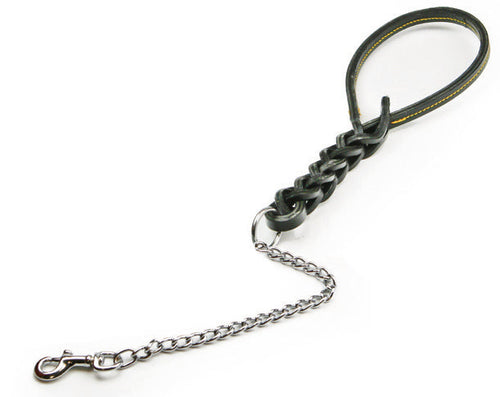 Utilia Pet Guinzaglio In Cuoio Tripla Treccia Con Catena Cm. 60 Col. Assortiti