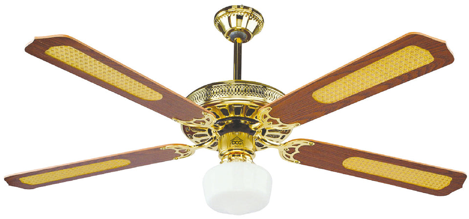 Ventilatore Da Soffitto Con 4 Pale In Legno Con Luce E Telecomando 65 W Ø Cm. 128