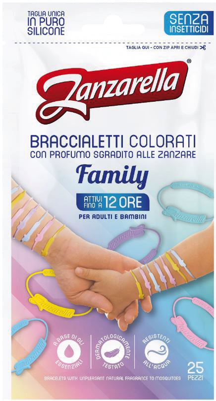 Zanzarella Braccialetti Anti-Zanzara Family 25 Pz.
