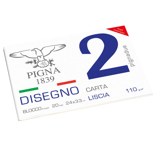 Blocco Disegno Pigna2 24X33Cm 4 Angoli 20Fg 110Gr Liscio