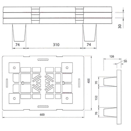 Pallet In Plastica Riciclata Pp 400X600X124 Mm Con 4 Piedi Piano Forato Portata Statica 500 Kg Dinamica 400 Kg Nero