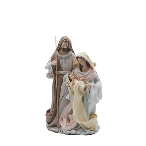 Natività monoblocco Lord statue per presepe con vestiti in tessuto h 28 cm