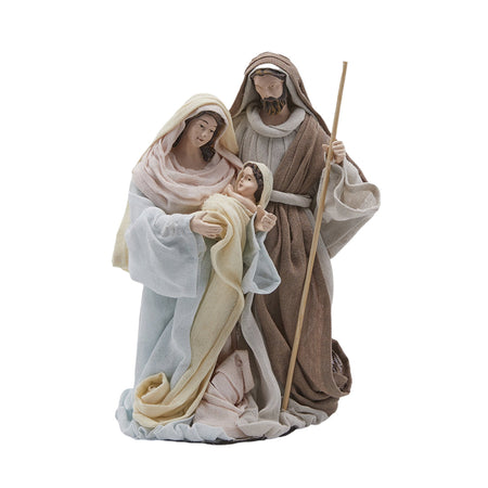 Natività monoblocco "Lord" statue per presepe con vestiti in tessuto h 22 cm