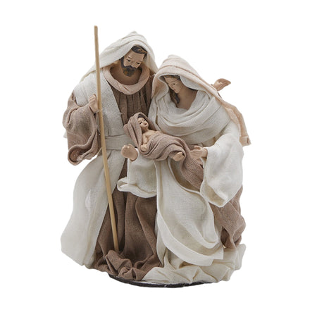 Natività monoblocco "Lord" statue per presepe con vestiti in tessuto h 17 cm