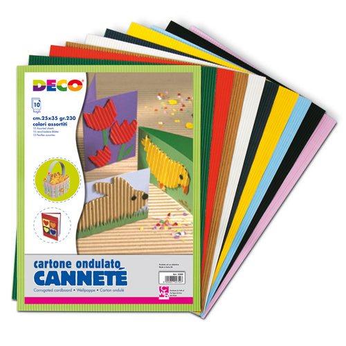 Busta 10Fg Cartoncino Ondulato 25X35Cm Cannete' Colori Assortiti Deco