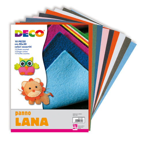 10 Pezze Panno Lana 20X30Cm Colori Assortiti Deco