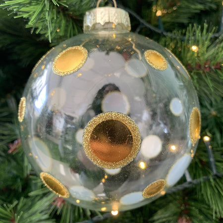 6 palline natalizie in vetro Trasparente con Pois da Ø 10 cm, Pendaglio decorato