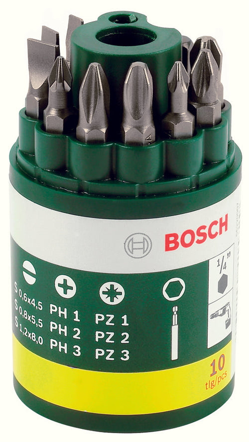 Bosch Assortimento Bit Di Avvitamento (Ph + Pz+ Taglio) 10 Pezzi