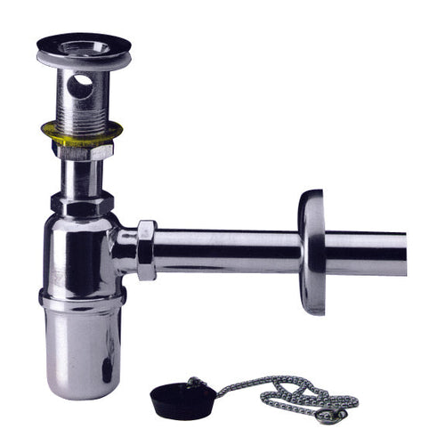 Sifone In Ottone Cromato A Bottiglia Senza Piletta Mis. 1