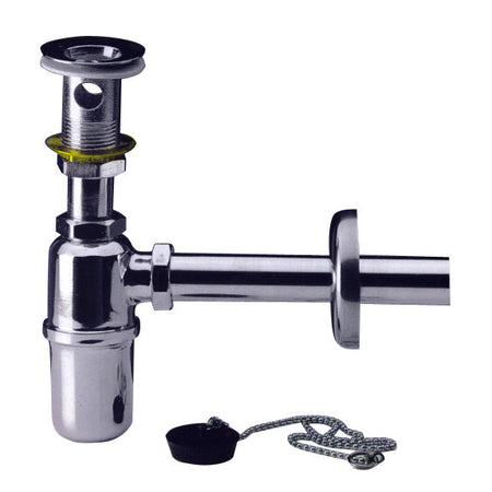 Sifone In Ottone Cromato A Bottiglia Senza Piletta Mis. 1.1/4