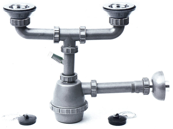 Sifone In Plastica A 2 Vie Con Pilette E Attacco Lavatrice Mis. 1.1/4