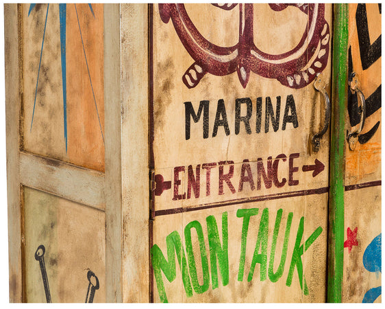 Biscottini Armadietto officina legno massiccio Biscottini dipinto a mano stile Vintage