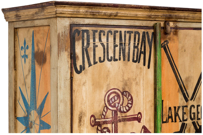 Biscottini Armadietto officina legno massiccio Biscottini dipinto a mano stile Vintage