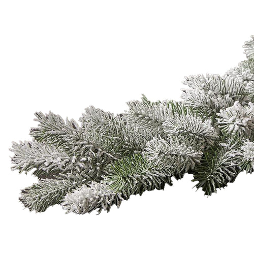 Festone con punte innevate di Pino ghirlanda decorativa color verde e bianco da 183 cm