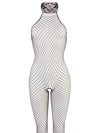 Bodystocking Collo Alto Nero Rete