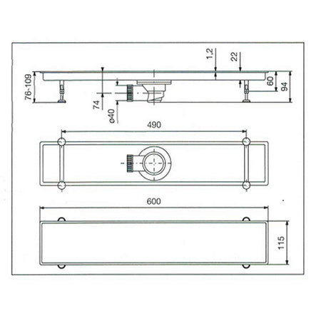 Canalina Di Scarico Griglia Doccia Onda Con Sifone In Acciaio Inox 60 Cm Vicario