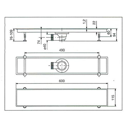Canalina Di Scarico Griglia Doccia Onda Con Sifone In Acciaio Inox 60 Cm Vicario