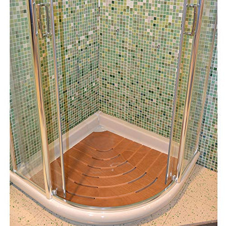 Pedana Piatto Doccia Angolare Antiscivolo 74 Cm Legno Marino Okumè Castel Merlino